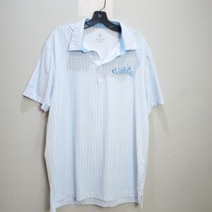 Scales Polo Shirt Men M Blue Hawiian Diamond Fish Polyester All Over Print Sport